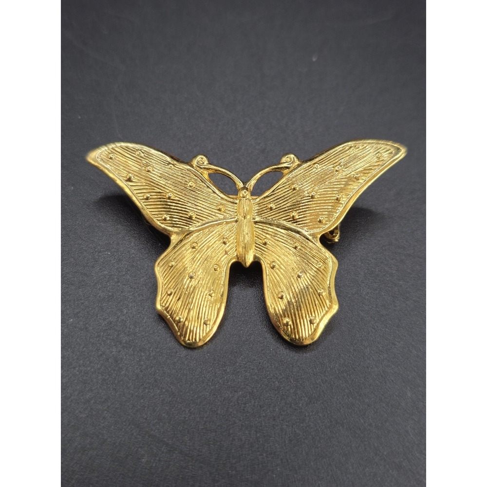 Vintage Gold Tone Butterfly Moth Brooch Pin